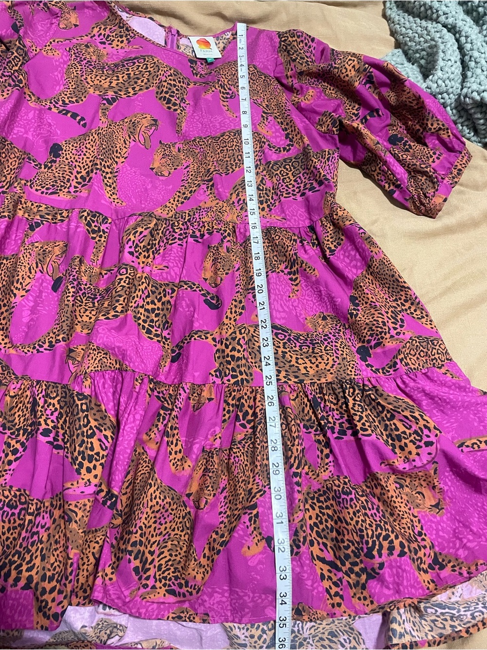 FARM Rio Pink Leopard Print Tiered Minidress - Picture 4 of 4